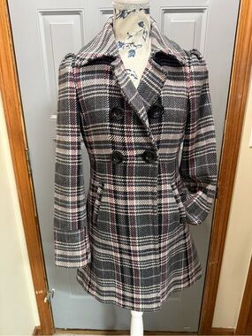American Rag- Plaid Wool Blend Pea Coat - Small (Like New!)